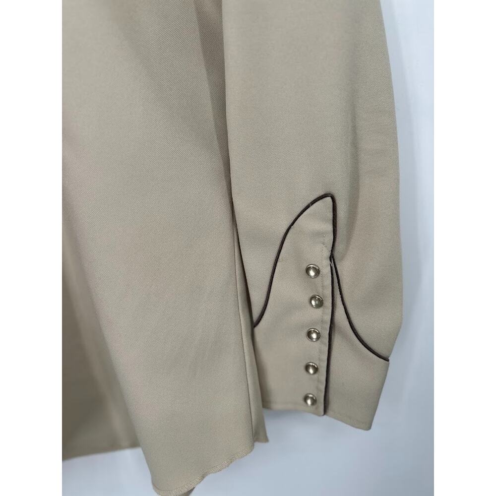 Men's Beige Western Shirt with Embroidered Eagles - Picture 3 of 8